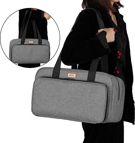 CURMIO Opbergtas voor garen, breitas voor haken, breiproject en accessoires, ideaal voor gehaakte beginners en breiliefhebbers, alleen tas, zwarte bloem