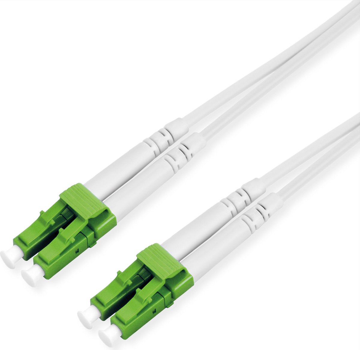 ROLINE glasvezelkabel duplex, 9/125µm OS2, LC/LC, APC, staal versterkt, LSOH , wit, 10 m