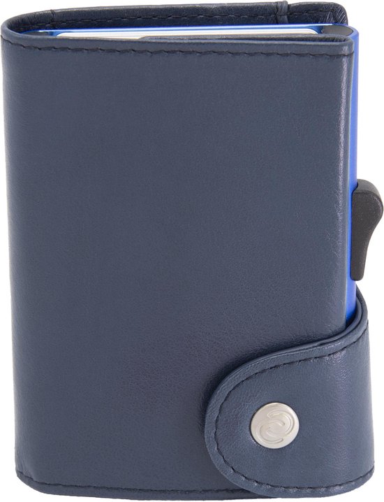 XL Luxe Leren Pasjeshouder Portemonnee, Ruimte voor 8 tot 12 passen, Met Aluminium Pasjeshouder, Ruimte voor Briefgeld en Muntgeld, Italiaans Leer, RFID Card Protector, voor mannen en vrouwen (blauw)