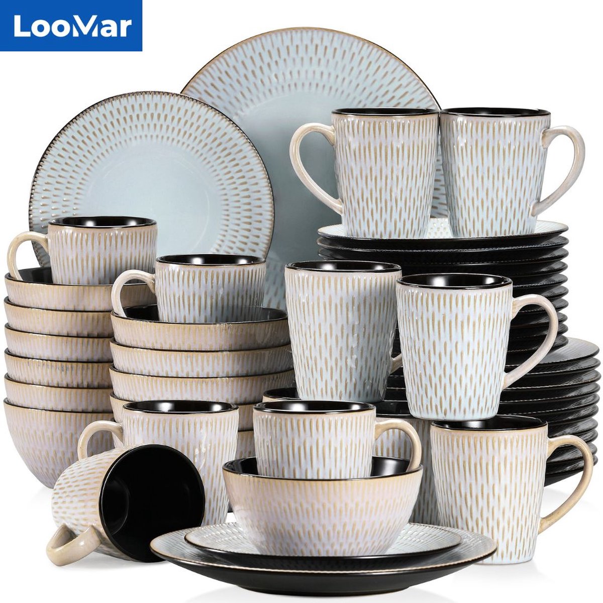 Ensemble de vaisselle de Luxe LooMar - 16 pièces - 4 personnes
