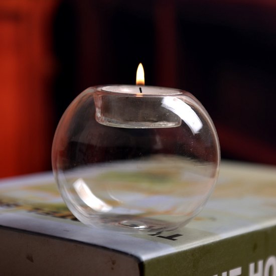 glazen staande bal 10 cm - glas waxinelichthouder decoratie