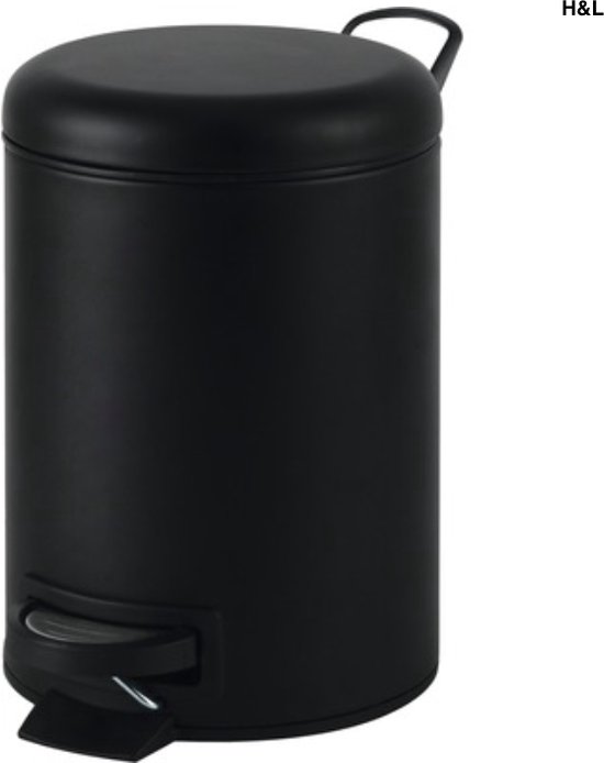 Poubelle à pédale Luxe - noir mat - 3 L - 3 litres - WC - salle de bain -  bureau -... | bol