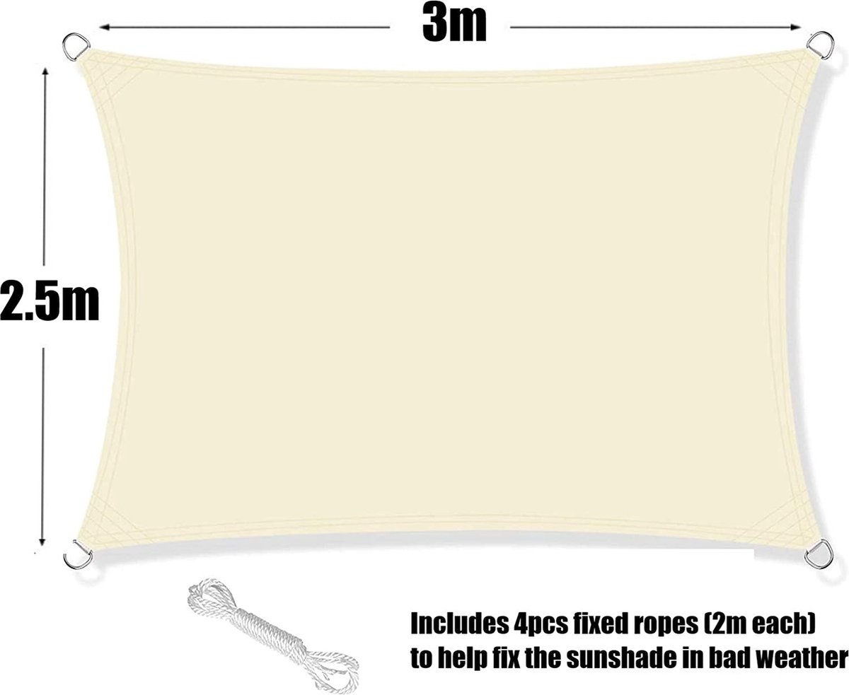 Zonnescherm Zeil 285 x 350 cm Uv-Bescherming Sport Zonnezeil
