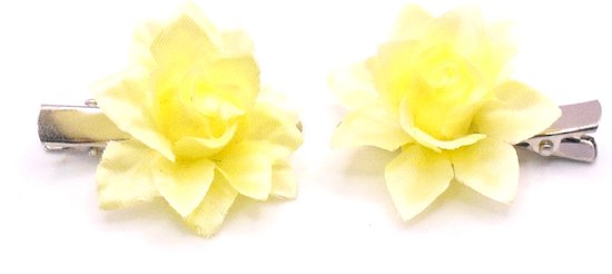 2 roosjes extra klein met duckklem geel met punt