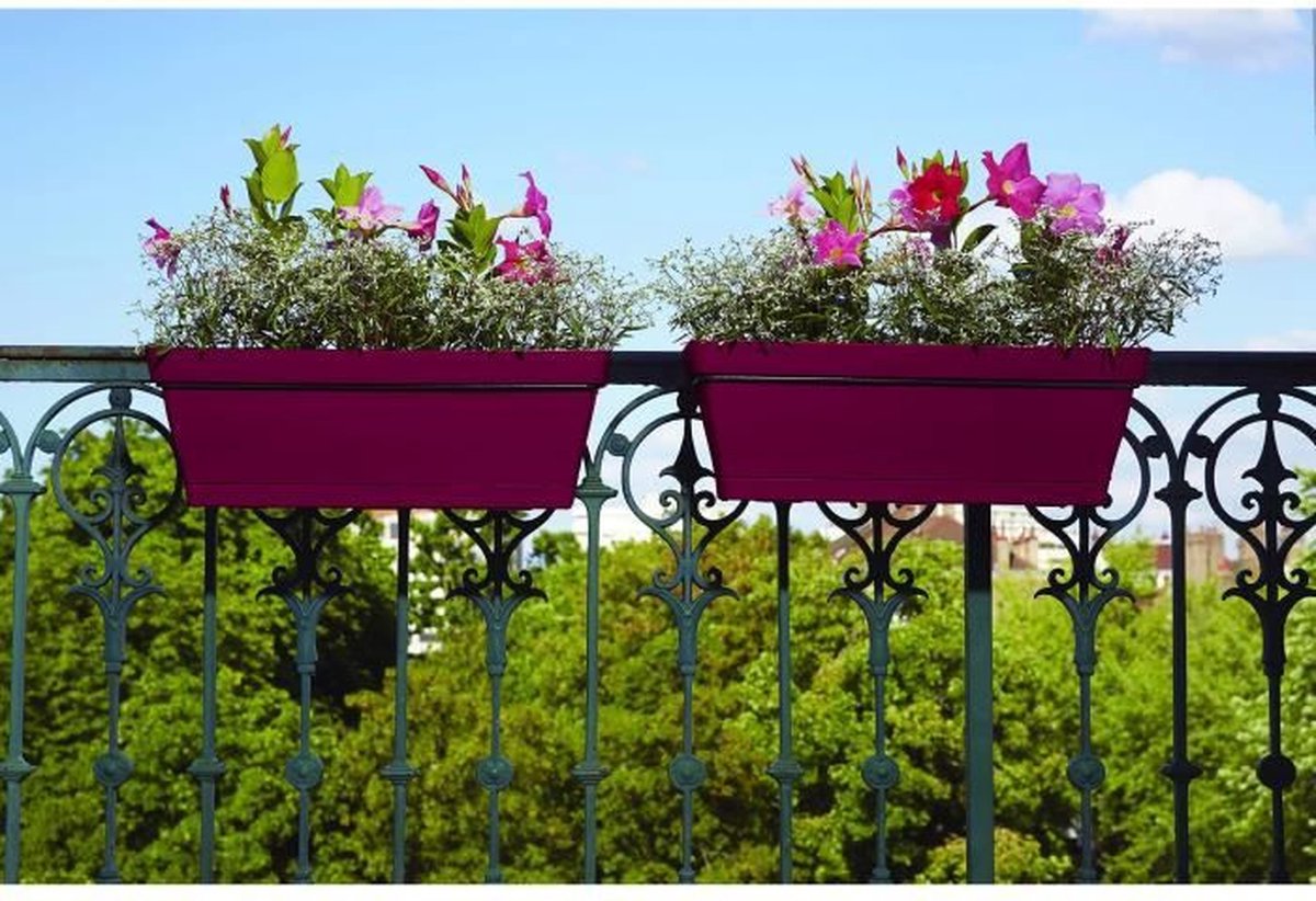 Jardiniere voor balkon - Gardeniere met ondersteuning - 49x28x20.5 cm - capaciteit 11 liter - Cherches kleur - poëtisch