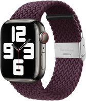 Strap-it nylon smartwatch bandje - geschikt voor Apple Watch series 1/2/3/4/5/6/7/8/SE/Ultra - dark cherry - gevlochten bandje geschikt voor iWatch - maat 42 mm 44 mm 45 mm 49 mm - Maat: 42 - 44 - 45 - 49mm