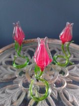 Set van 3 mondgeblazen glazen tulpen / glas / tulp / bloem / handmade