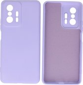Hoesje Geschikt voor Xiaomi 11T - 2.0mm Dikke Fashion Telefoonhoesje Backcover - Siliconen Hoesje - Paars