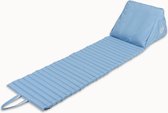 Besarto - Strandmatras - strandmat - opblaasbare rugleuning - Sunbrella stof - 3 standen - oprolbaar - lichtgewicht - Made in EU - wasbaar - kleurecht - compact - celeste