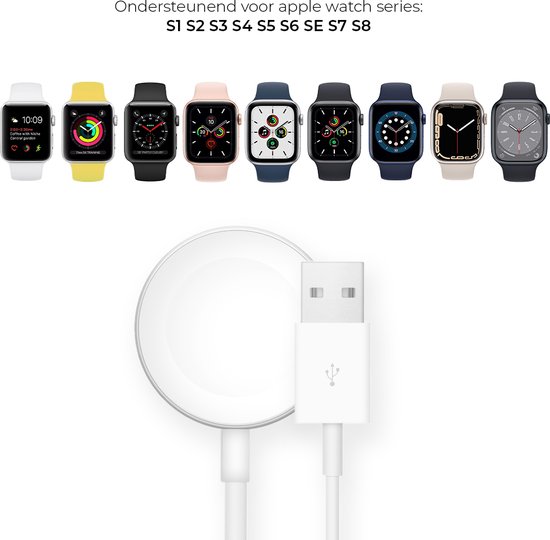 Oplader geschikt voor Apple Watch - Strap-it Oplaadkabel - charger - lader - Apple Watch oplader - Strap-it