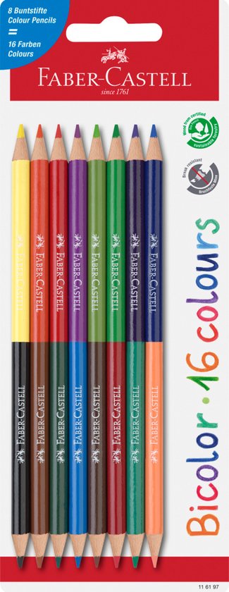 Faber-Castell kleurpotloden – Bicolor – 8 stuks op blister – duo potlood – FC-116197