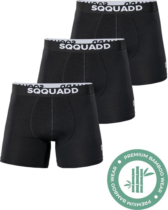 SQQUADD® Bamboe Ondergoed Heren - 3-pack Boxershorts - Maat S - Comfort en Kwaliteit - Voor Mannen - Bamboo - Zwart