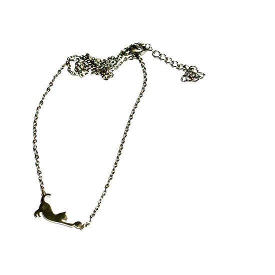 GoedeDoelen.Shop| Ketting Stretching Cat Zilver | Katten Ketting | Poezen Ketting | Zilverkleurige Ketting | Kettinglengte 46+5 CM | RVS Ketting | Unisex Ketting | Vriendschapsketting | Wellness-House