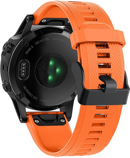 Siliconen sport bandje geschikt voor Garmin Fenix 5 - Plus & Sapphire - Fenix 6 - Pro & Sapphire - Garmin Fenix 7 - Solar & Sapphire Garmin Epix Gen 2 - Quickfit 22 / 22mm band voor Garmin smartwatches - Horlogebandje - Polsband - oranje - Strap-it