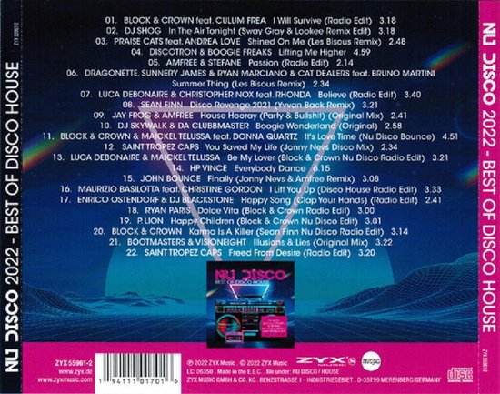 ZYX Nu Disco 2022 - Best Of Disco House, Various | Muziek | bol.com