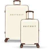 SUITSUIT Kofferset 2 delig - Reiskoffer groot - Handbagage koffer 55x35x20 - Kofferset - Veilig TSA-slot - Reiskoffer set - Reiskoffer met wielen - Fab Seventies koffersets Antique White - Wit