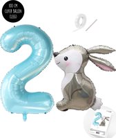 Snoes - Panpan Ensemble de ballons de Basis XXL Ballon numéroté Bébé Blue Blauw Nude 2 - Sweet Rabbit + Number Ballon 2 Years - Hélium Convient
