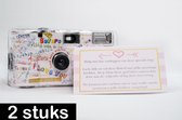 Wegwerpcamera 2x (duopack) - Met bijpassende bruiloft kaart - 2x27 foto’s - Analoge camera - Met ingebouwde flits - Bruiloft - Huwelijk
