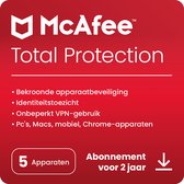 McAfee Total Protection incl VPN - Beveiligingssoftware - 2 jaar/5 Apparaten - NL & BE - PC, Mac, iOS & Android Download