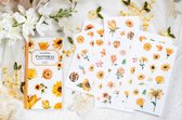 Vurige Bloemenstickerset - Oranje Bloemen (Zonnebloem, Lelie, Viooltjes) - 10 Vellen, 100 Stickers - 80x160mm