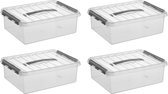 Sunware - Boîte de rangement Q-line 10L - Set de 4 - Transparent/gris