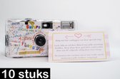 Wegwerpcamera 10x - Met bijpassende bruiloft kaart - 10x27 foto’s - Analoge camera - Met ingebouwde flits - Bruiloft - Huwelijk