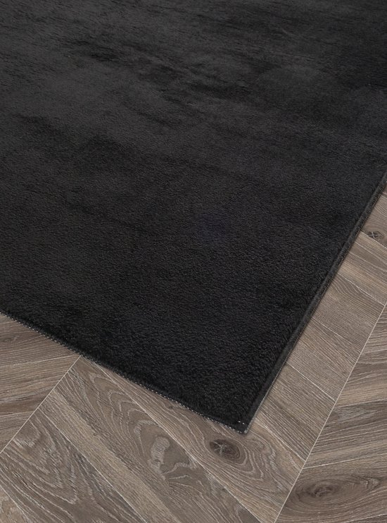 Relax Oslo Rond Vloerkleed Laagpolig Zwart Grijs - 240 Cm