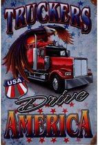 Metalen wandbord Vrachtwagen Truckers Amerika - 20 x 30 cm