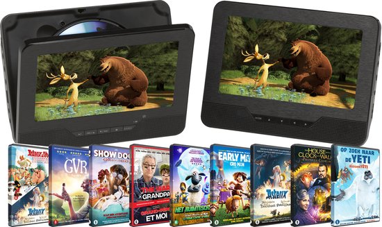 Voiture lecteur DVD portable Denver - Incl. 10 Films - 7 pouces - 2 écrans  - Incl.