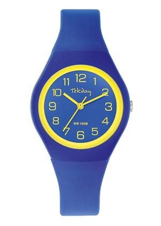 Tekday-Horloge-34MM-Unisex-34MM-10ATM-Waterdicht-Silicone-Blauw/Geel