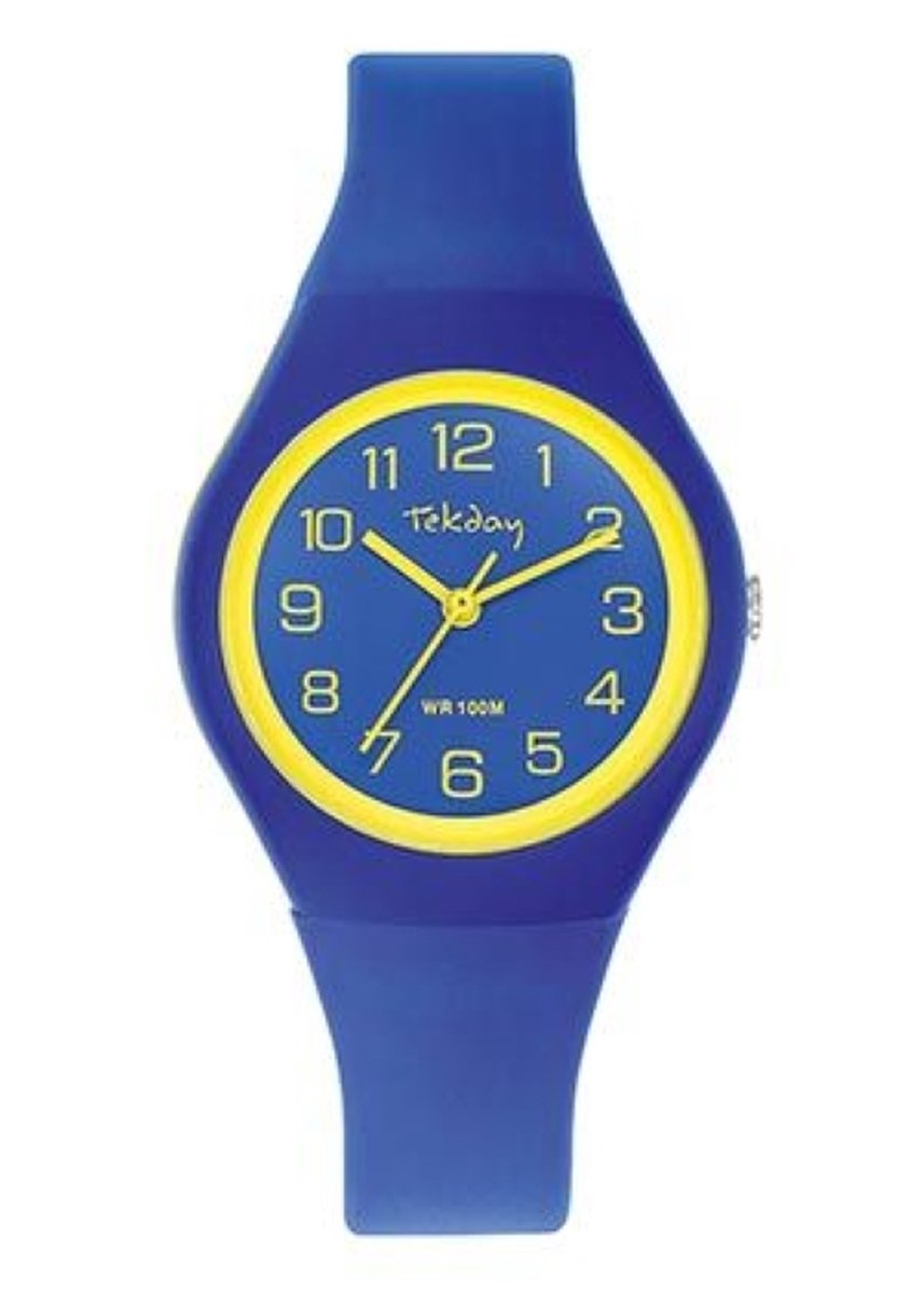 Tekday-Horloge-34MM-Unisex-34MM-10ATM-Waterdicht-Silicone-Blauw-Geel