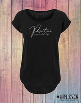 Shirt met print Positive, mind, vibes, life | zwart/ 3XL (46-48)