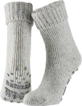 Apollo | Wollen sokken dames | Huisokken dames | Grijs | Maat 39/42 | Huissok met anti slip | Fluffy sokken | Slofsokken | Warme sokken | Winter sokken