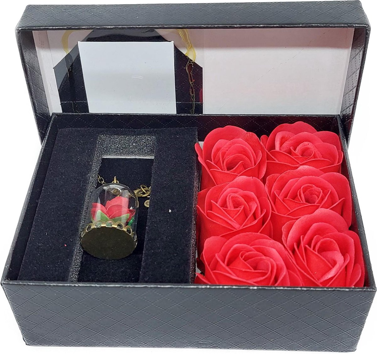 Cadeaubox special - Roos Cadeau Doos Belle - Belle en de Roos hanger - Ketting - Cadeau doos kunst rozen