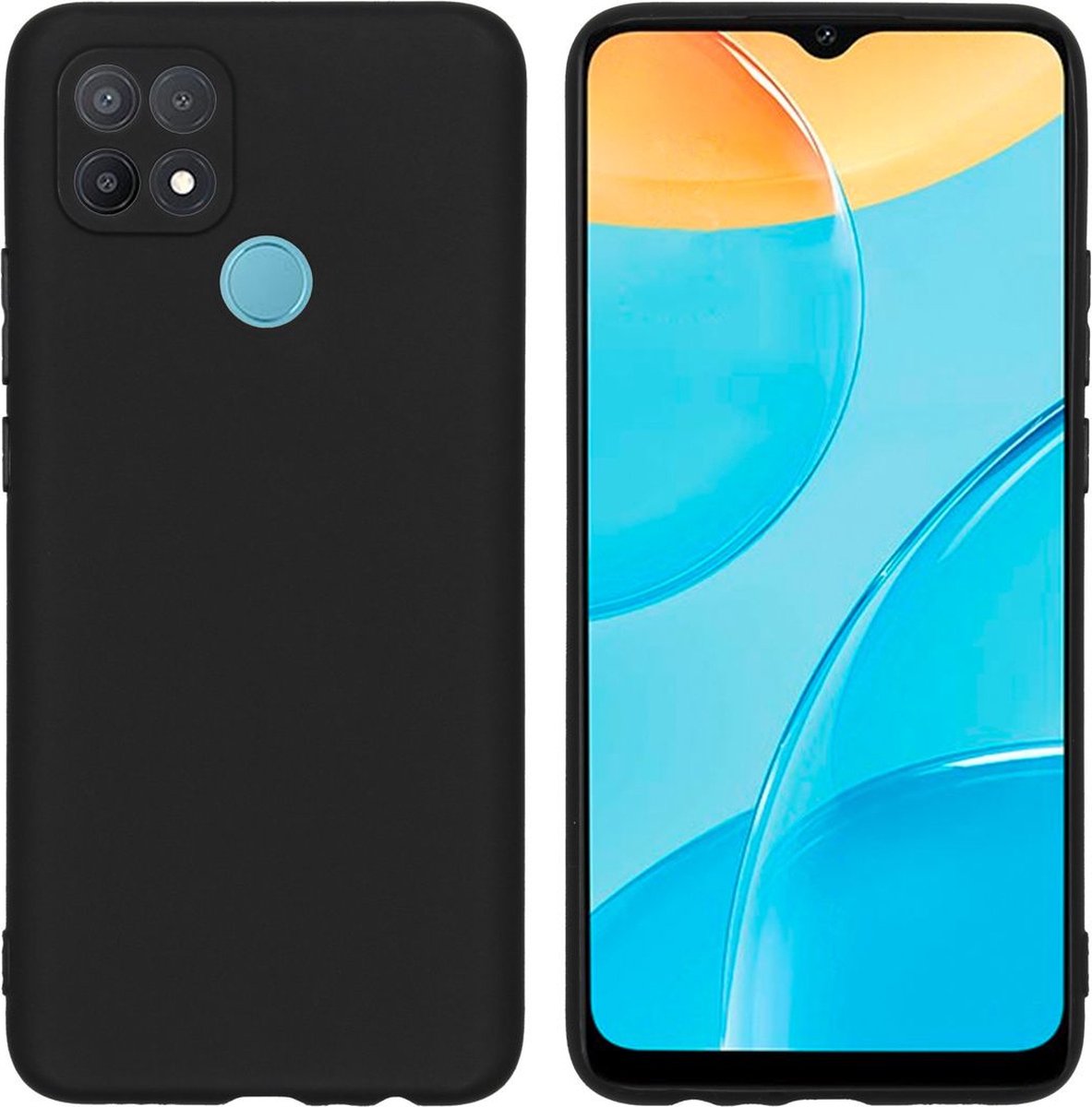 Siliconen Backcover met ingebouwd Glas voor Cameralens bescherming hoesje - Geschikt voor OPPO A15 - TPU hoesje zwart
