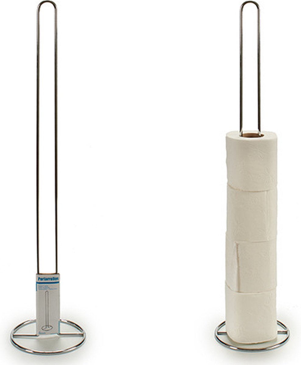 Berilo Staande toiletrolhouder - voor 5 rollen - zilver - 60 cm - metaal - wc rolhouder