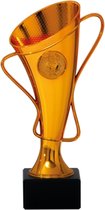 Luxe trofee/prijs beker met oren in sierlijke vorm - brons - kunststof - 20 x 10 cm