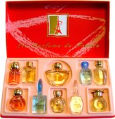 CADEAU TIP, Franse Parfums miniaturen 10 stuks Eau de parfum met gratis Lavendel Geurzakje.