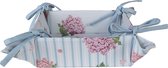Clayre & Eef Corbeille à pain 35x35x8 cm Bleu Rose Coton Hortensia