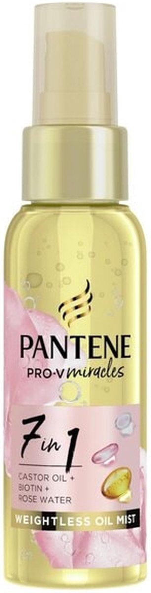 Pantene Pro-V Miracles 7-in-1 Weightless Hair Oil Spray 100 ml with Castor Oil + Biotin + Rose Water, Beauty, Hair Care Dry Hair, Hair Care Shine, Hair Care