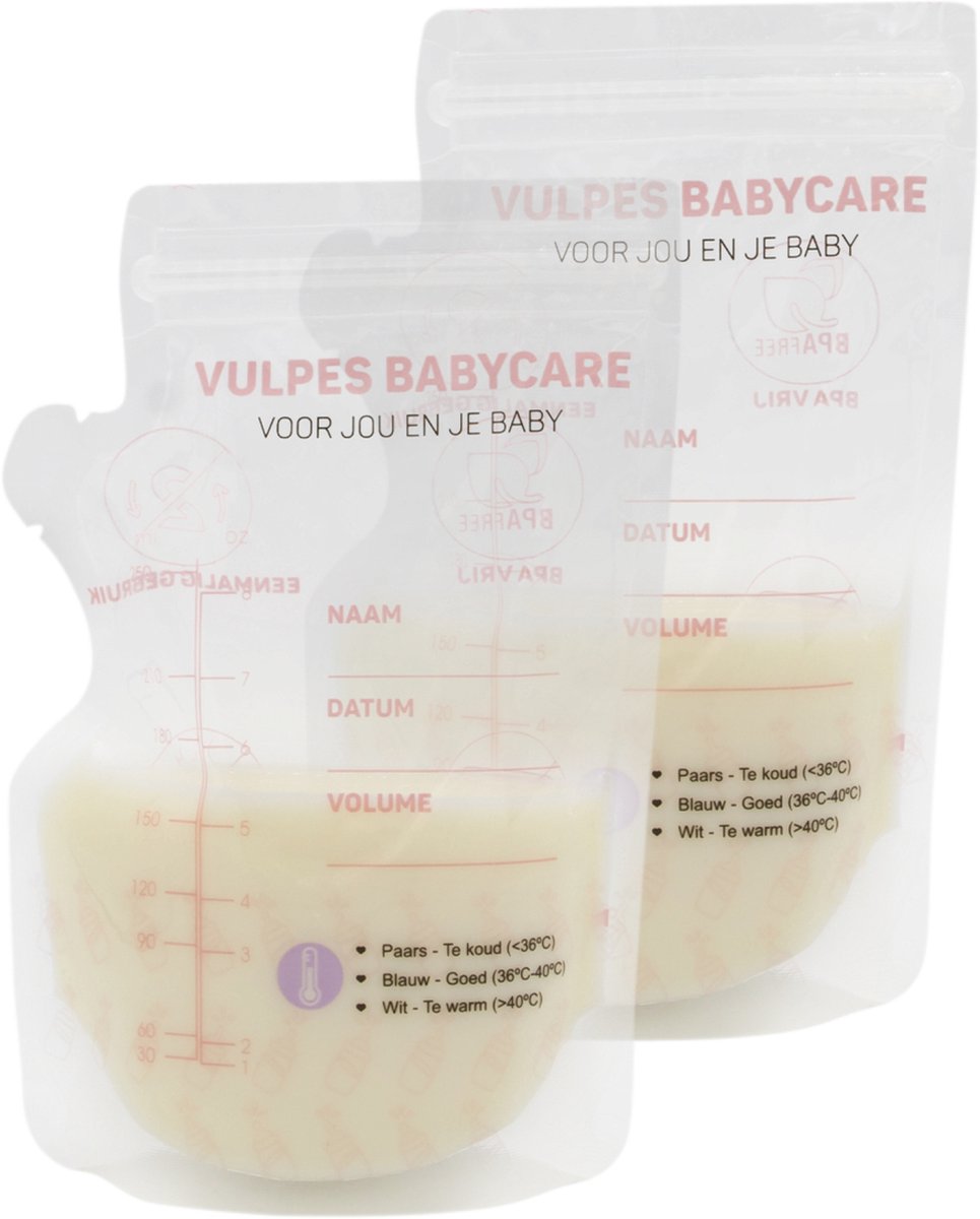 Vulpes Goods® BabyCare - Moedermelk Bewaarzakjes met Schenktuit - Extra Groot - 250 ml - 60 stuks - Borstvoeding Bewaarzakje - Borstvoeding Zakjes - BPA vrij - Incl. E-book