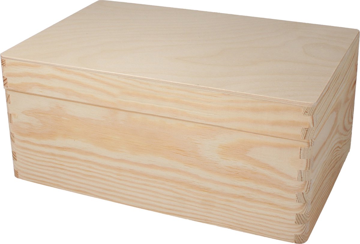 Houten kistje met klepdeksel naturel - 30 x 23 x 13cm - kist ...