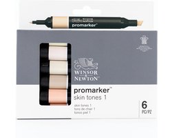Winsor & Newton 0290114 Promarker™ 6 Skin Tones Set 1 | Professionele layoutmarkers & alcoholmarkers
