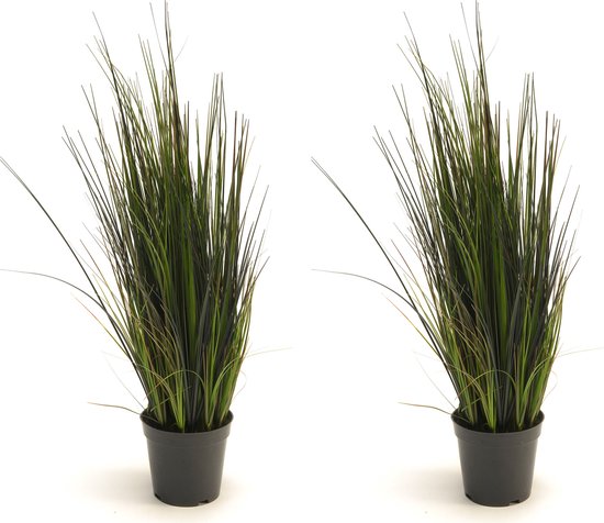 Set van 2x stuks kunstplanten groen gras sprieten 60 cm - Grasplanten/kunstplanten voor binnen gebruik