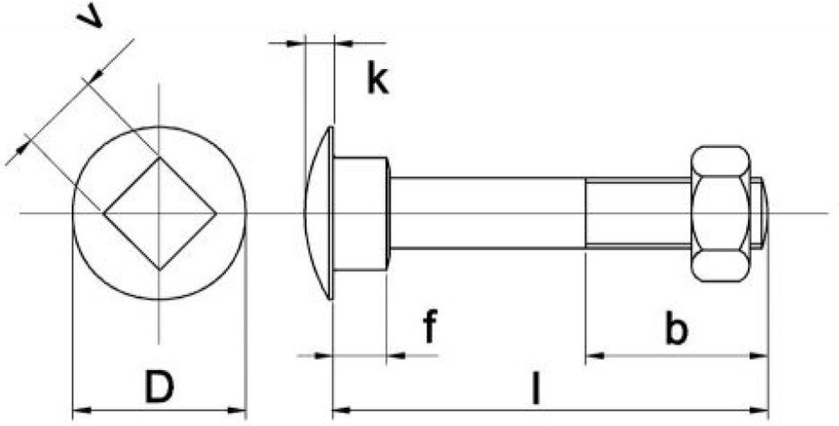 Slotbout 4.6 M8x50 DIN603/555 - Thermisch verzinkt - 200 Stuks