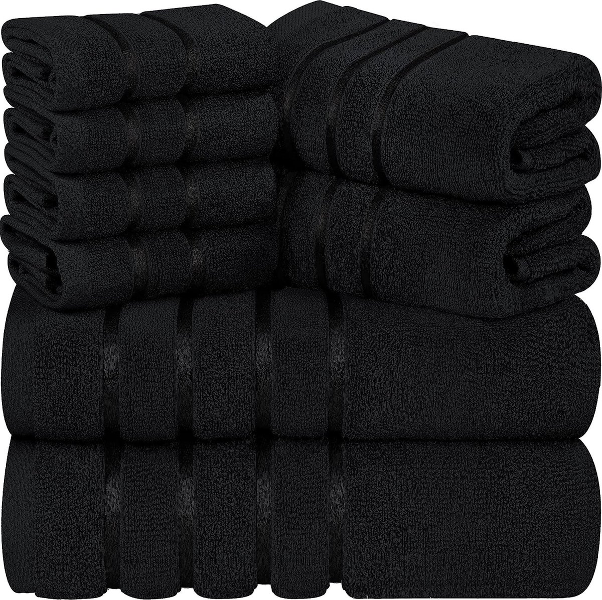 Set van 8 katoenen handdoeken met viscose strepen en hanger, 2  badhanddoeken, 2... | bol.com