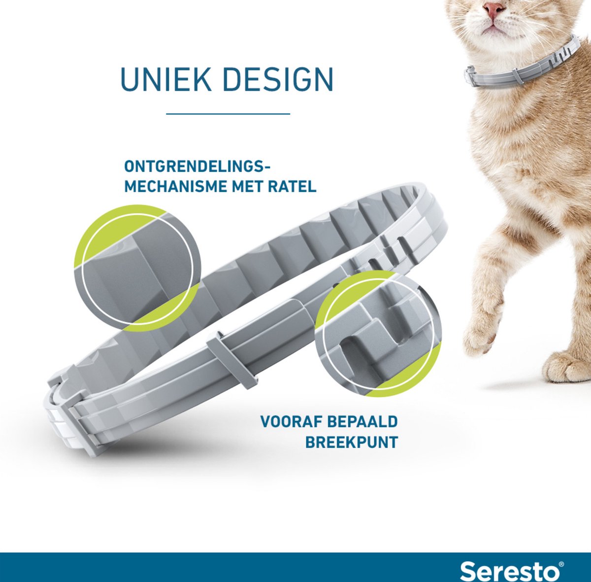 Seresto Anti Vlooien en Teken Halsband Kat 2Pack tot 8 kg 38 cm