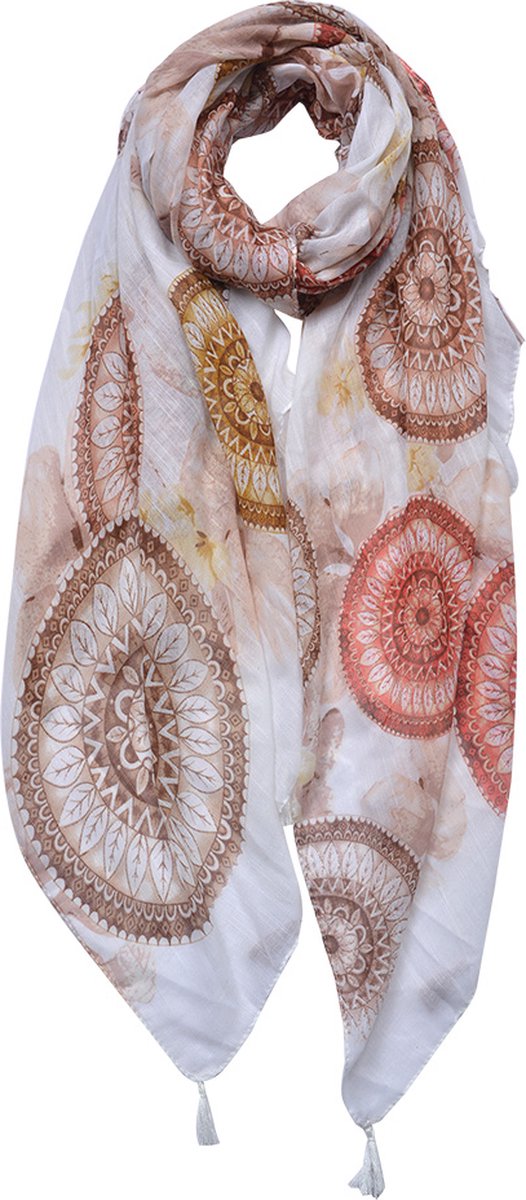 Juleeze Sjaal Dames Print 90x180 cm Bruin Beige Synthetisch