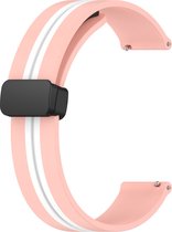 Siliconen bandje - geschikt voor Garmin Venu / Venu 2 Plus / Venu SQ / SQ 2 / Vivomove / 3 / Style / Vivoactive 3 / Vivoactive 5 / Forerunner 55 / 165 / 245 / 645 - roze-wit