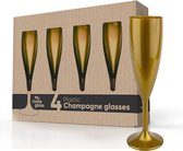 MyDrinkglass Flûtes à champagne Givet Goud | Verres à Flûtes à champagne Plastique | 4 Pièces | Verres de camping | Zero gaspillage | Réutilisable | Verre à champagne incassable | 190 ml |